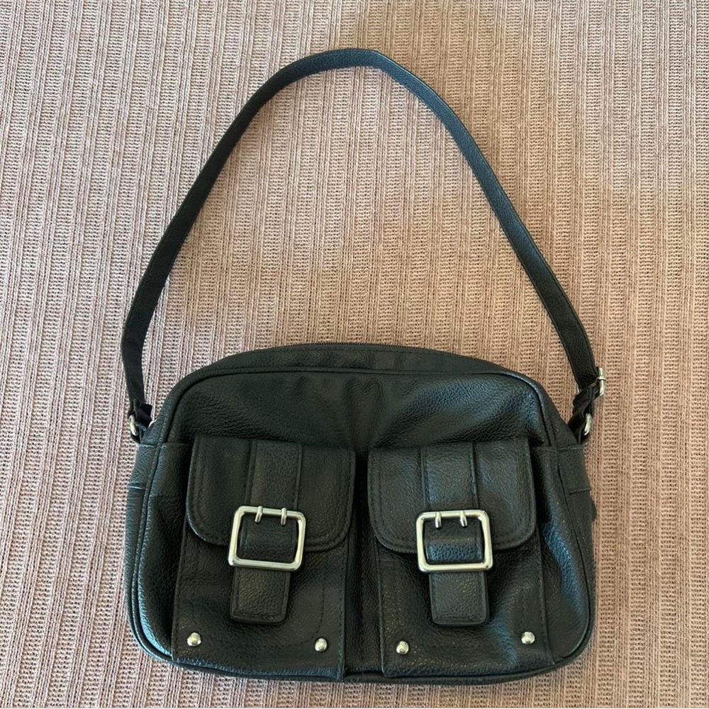 Grey faux Leather Shoulder Bag